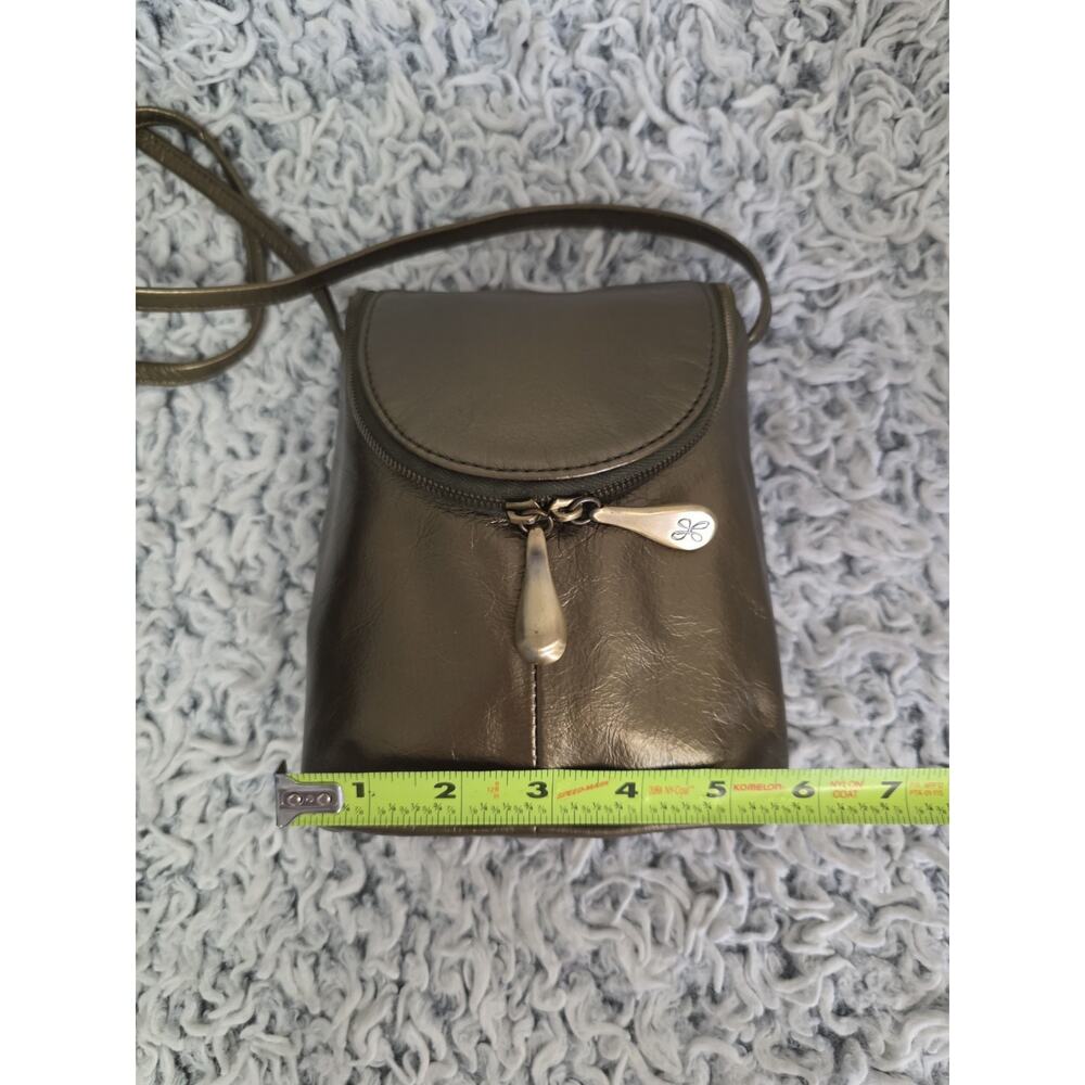 Hobo Fern Metallic Bronze Green Crossbody Bag Purse Leather Floral Lined Small - Picture 13 of 16